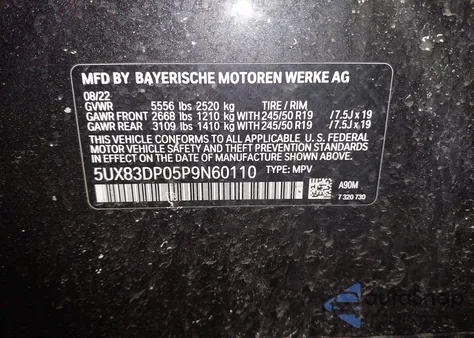 2023 BMW X3 M40I from USA, damaged, VIN 5UX83DP05P9N60110